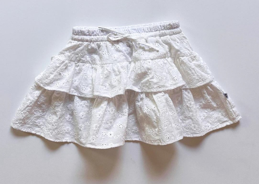 Dukes The Brand White Broderie Ruffle Skirt