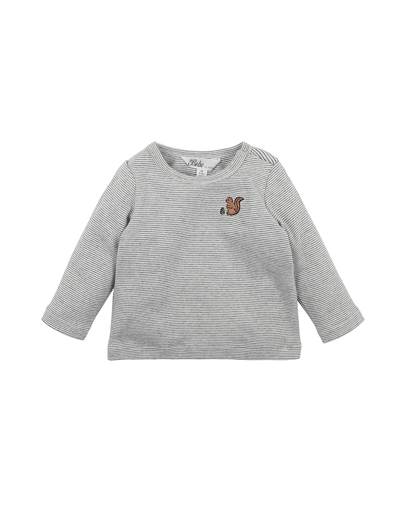 Bebe By Minihaha Atlas Stripe Long Sleeve Tee - Coal Stripe
