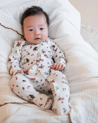 Bebe By Minihaha Toby Print Long Sleeve Zip Onesie