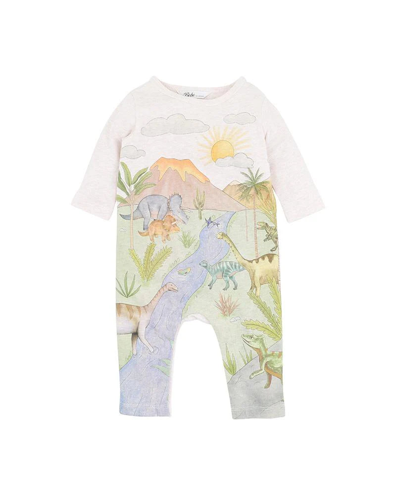 Bebe By Minihaha Isaac Dinosaur Long Sleeve Romper
