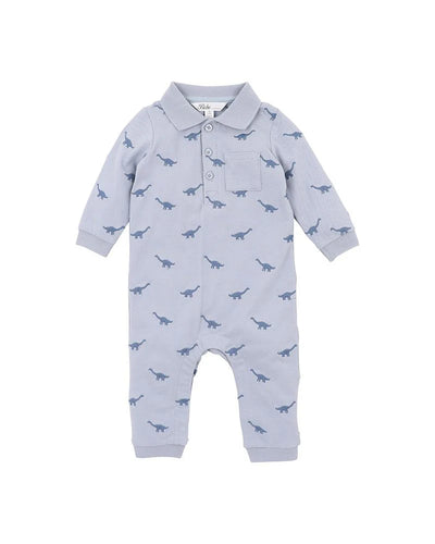 Bebe By Minihaha Isaac Embroidered Dino Long Sleeve Romper