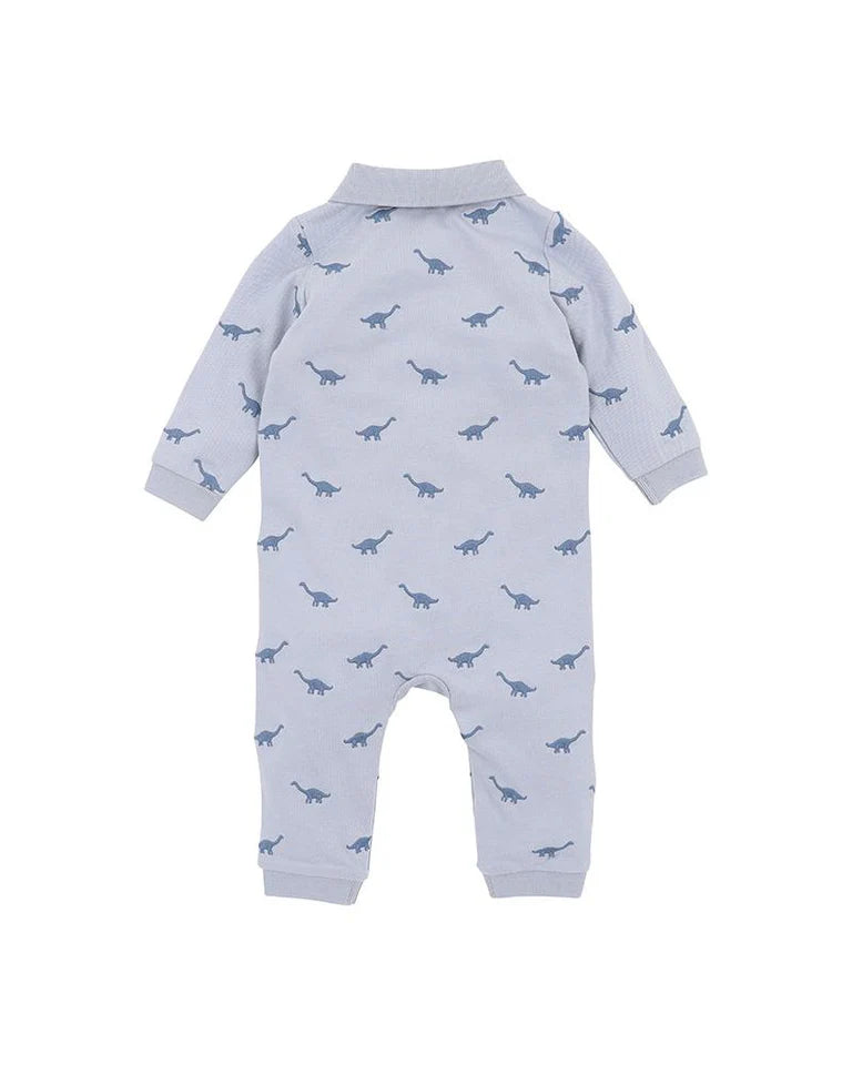 Bebe By Minihaha Isaac Embroidered Dino Long Sleeve Romper