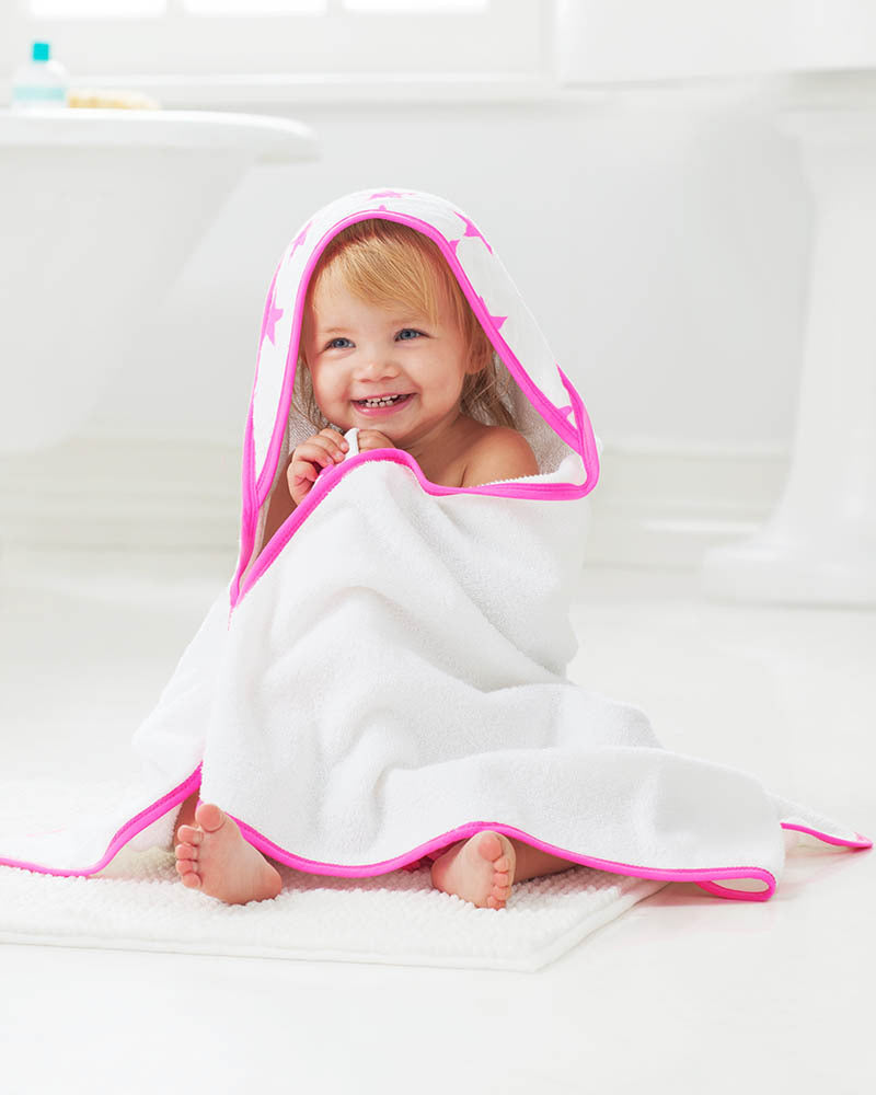 Aden and Anais Hooded Towel and Washcloth Set - Fluro Pink