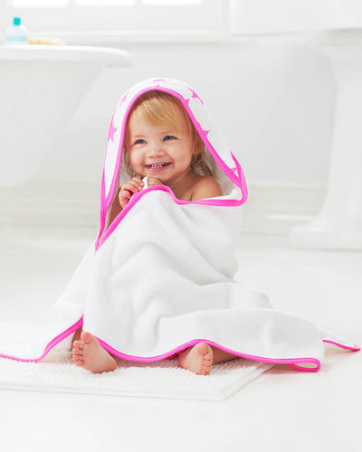 Aden and Anais Hooded Towel and Washcloth Set - Fluro Pink