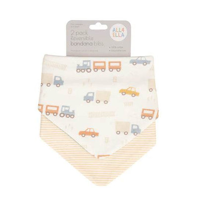 All 4 Ella Bandana Bibs 2 Pack - Trucks - Outlet Shop For Kids