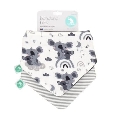 All 4 Ella Bandana bibs 2pk - Koala Grey - Outlet Shop For Kids