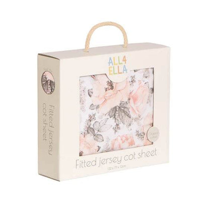 All 4 Ella Organic Jersey Cot Sheets - Soft Floral - Outlet Shop For Kids