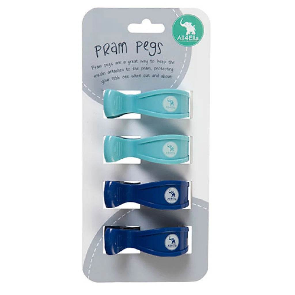 All 4 Ella Pram Pegs 4 Pack - Blue/Navy - Outlet Shop For Kids
