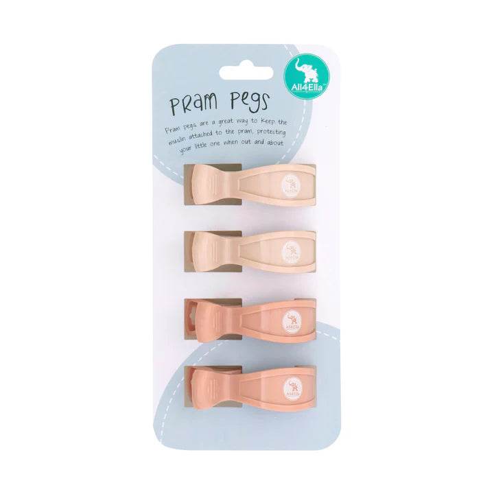 All 4 Ella Pram Pegs 4 Pack - Cream/Peach - Outlet Shop For Kids