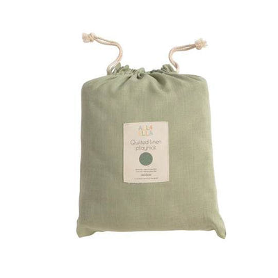 All 4 Ella Quilted Reversible Linen Playmat - Sage - Outlet Shop For Kids