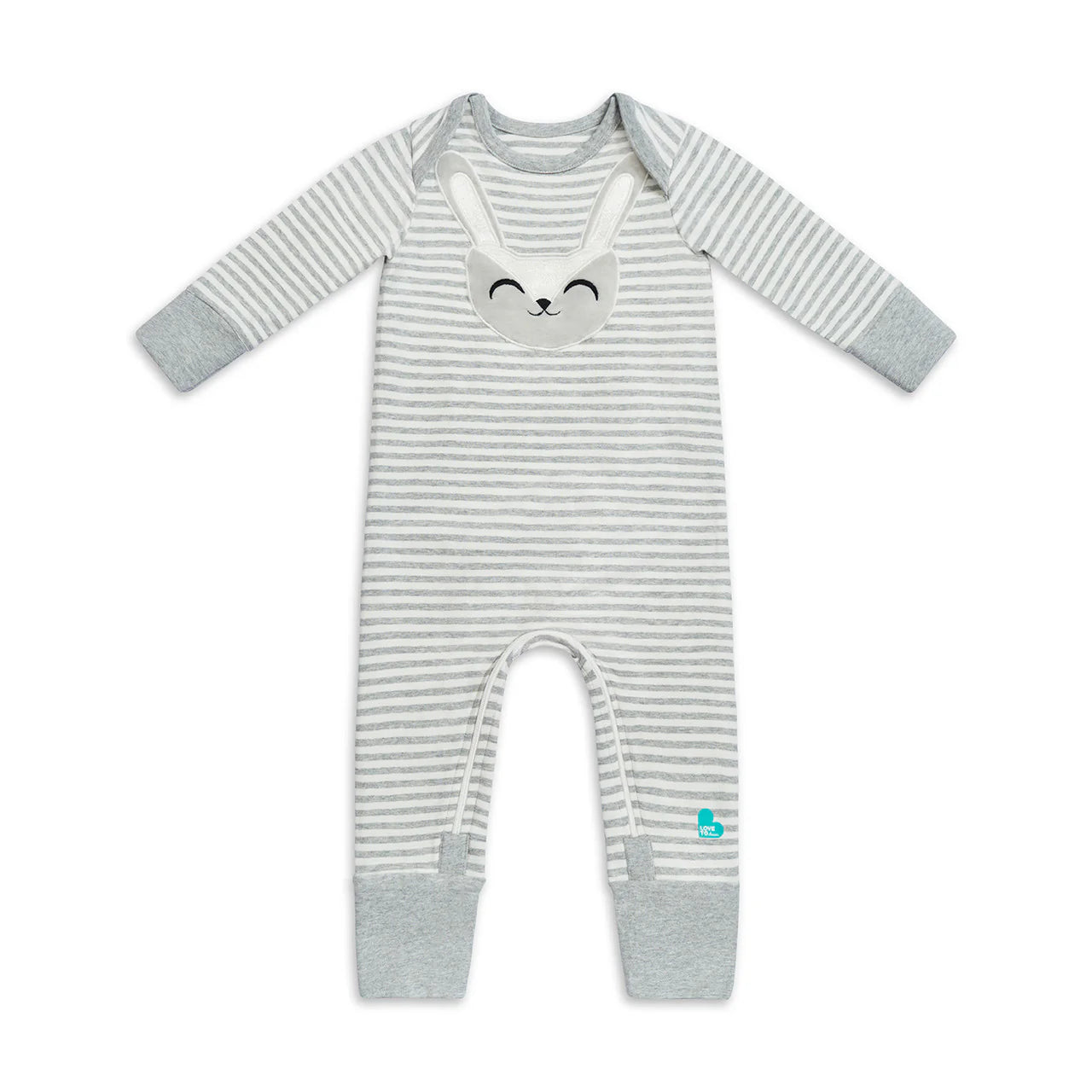 Love To Dream Self-Soothing Footless Romper - Stripe Grey Stevie The Bunny™