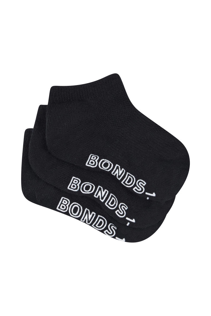 Bonds Baby Lightweight Low Cut 3 Pack - Black