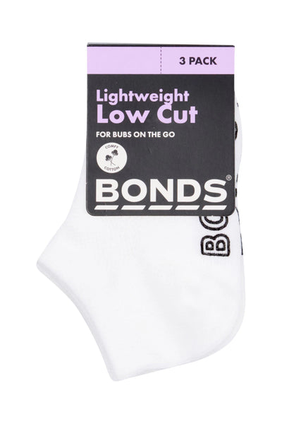 Bonds Baby Lightweight Low Cut 3 Pack - White