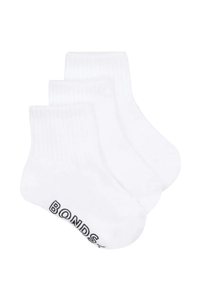Bonds Baby Lightweight Quarter Crew 3 Pack - White