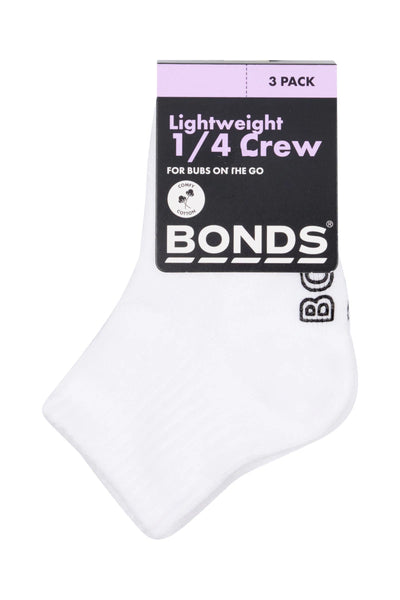 Bonds Baby Lightweight Quarter Crew 3 Pack - White