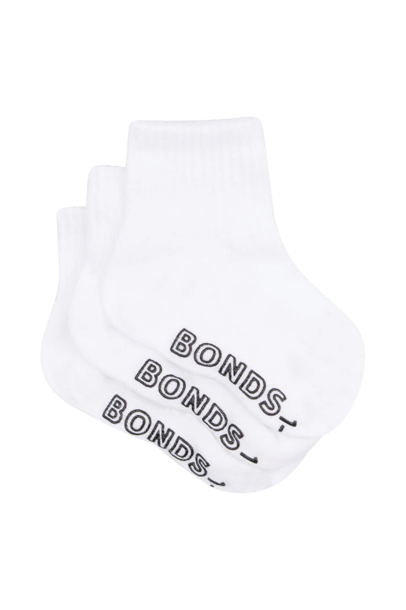 Bonds Baby Lightweight Quarter Crew 3 Pack - White