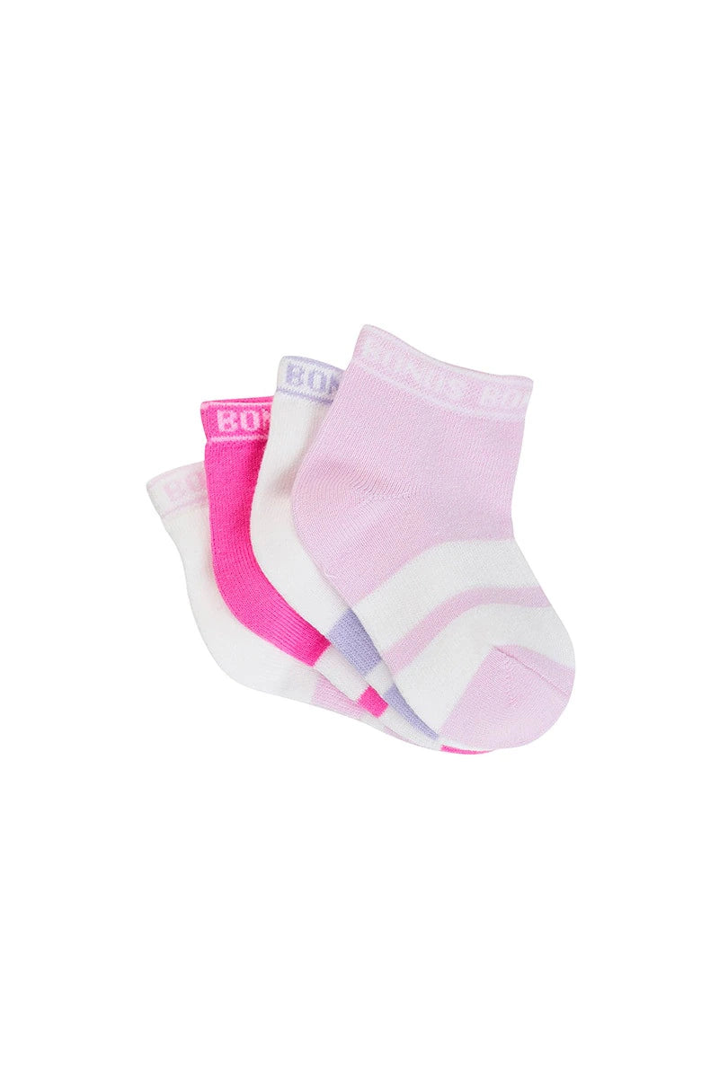 Bonds Baby Sportlet 4 Pack - White/Pink Pack