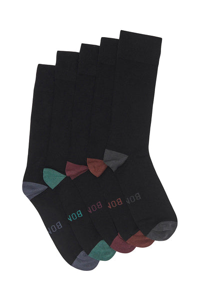 Bonds Mens Bamboo Crew 5 Pack - Black/Grey/Brown/Teal