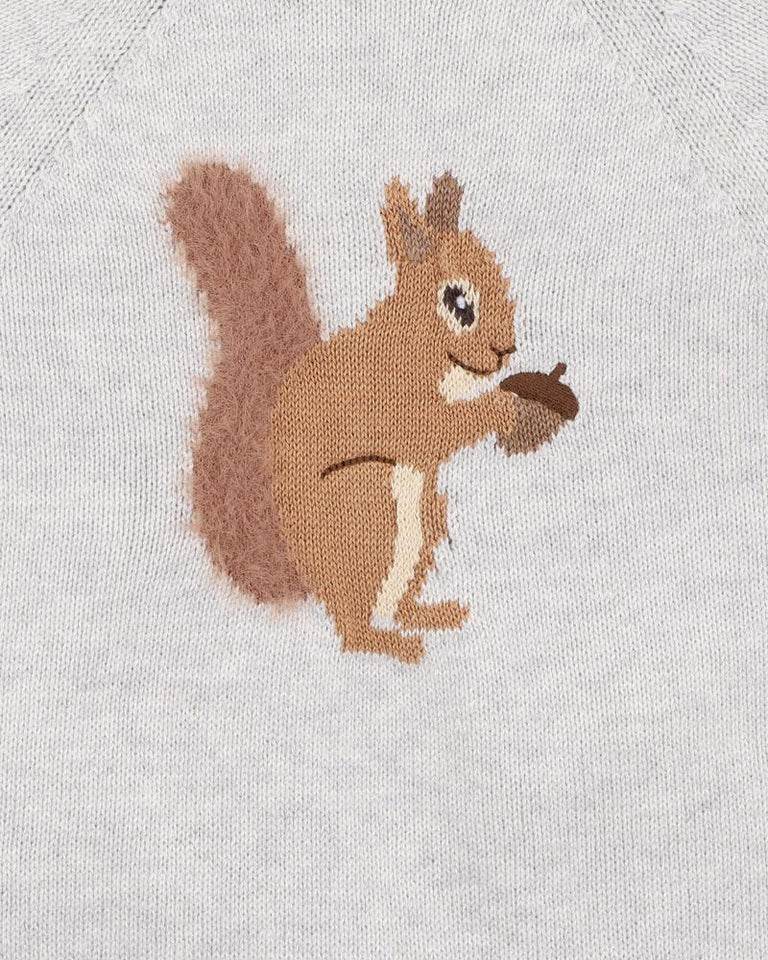 Bebe By Minihaha Toby Squirrel Knitted Romper - Pebble Marl - Outlet Shop For Kids