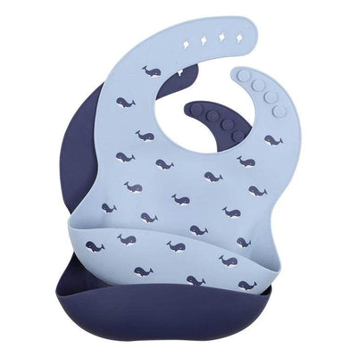 Bebe By Minihaha Whale Print 2 Pack Silicone Bibs - Outlet Shop For Kids