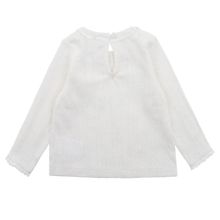 Bebe By Minihaha White Label Cloud Organic Pointelle Long Sleeve Tee - Outlet Shop For Kids