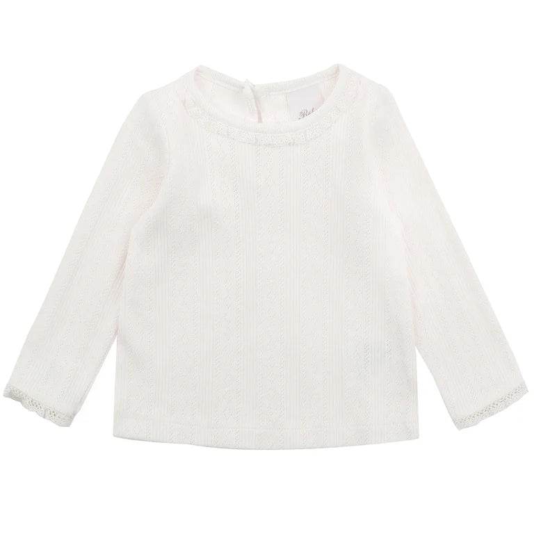 Bebe By Minihaha White Label Cloud Organic Pointelle Long Sleeve Tee - Outlet Shop For Kids