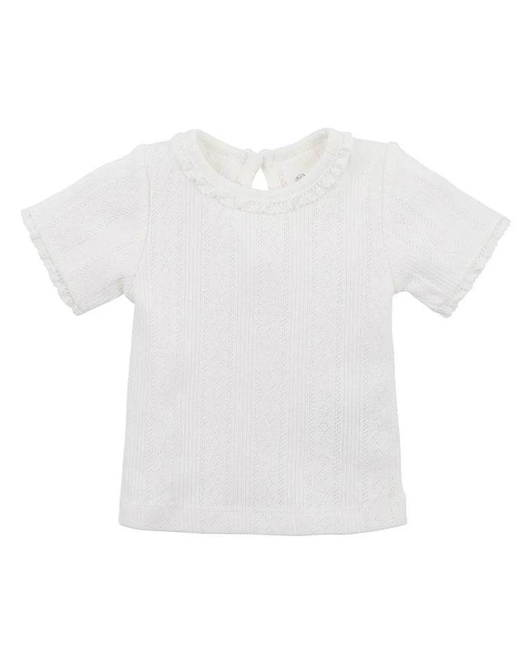 Bebe By Minihaha White Label Cloud Organic Pointelle Short Sleeve Tee - Outlet Shop For Kids