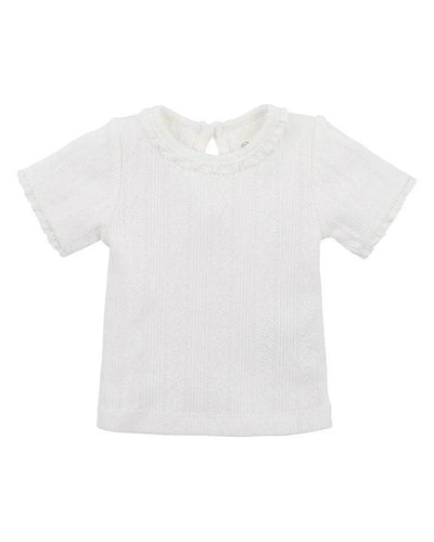Bebe By Minihaha White Label Cloud Organic Pointelle Short Sleeve Tee - Outlet Shop For Kids