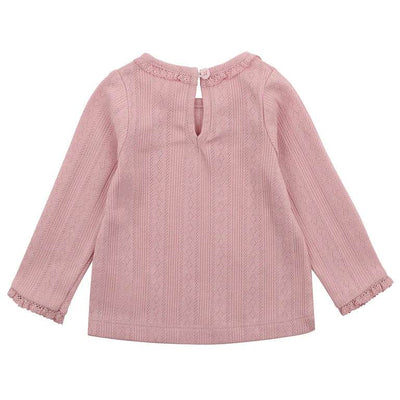 Bebe By Minihaha White Label Dusky Pink Organic Pointelle Long Sleeve Tee - Outlet Shop For Kids