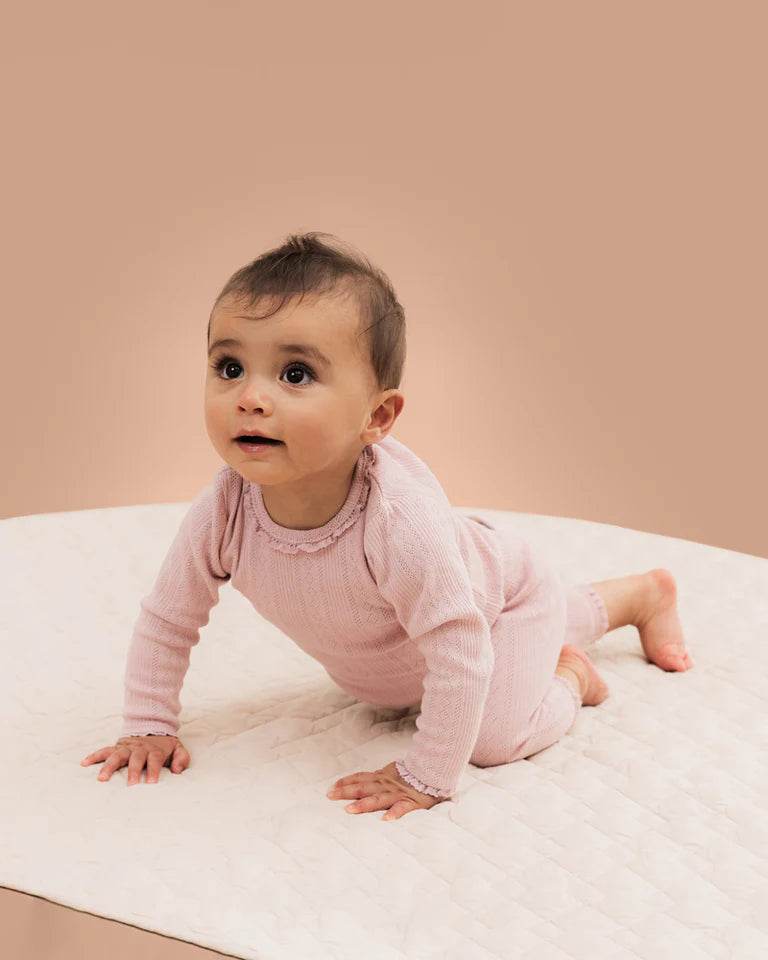 Bebe By Minihaha White Label Dusky Pink Organic Pointelle Long Sleeve Tee - Outlet Shop For Kids