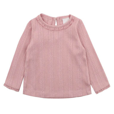 Bebe By Minihaha White Label Dusky Pink Organic Pointelle Long Sleeve Tee - Outlet Shop For Kids