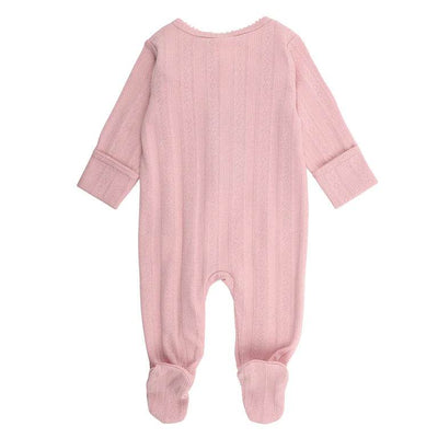 Bebe By Minihaha White Label Dusky Pink Organic Pointelle Long Sleeve Zipsuit - Outlet Shop For Kids