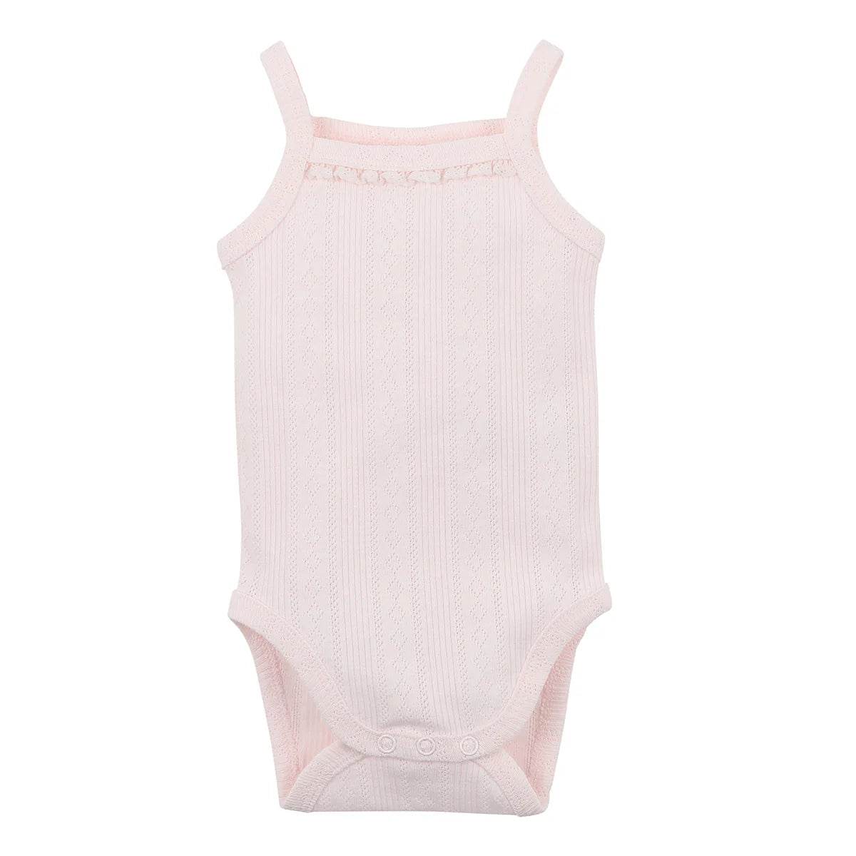 Bebe By Minihaha White Label Pink Organic Pointelle Bodysuit - Outlet Shop For Kids