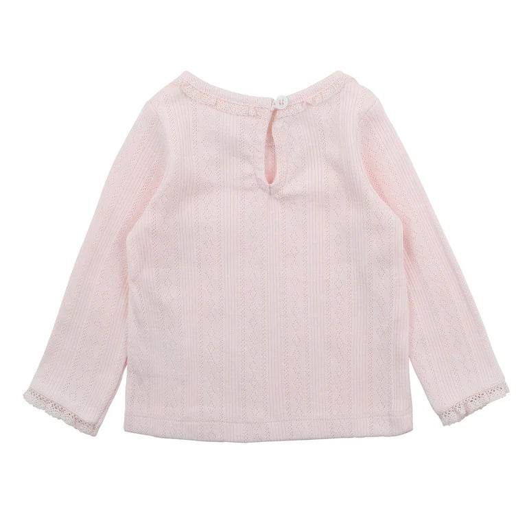 Bebe By Minihaha White Label Pink Organic Pointelle Long Sleeve Tee - Outlet Shop For Kids