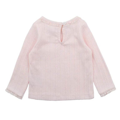 Bebe By Minihaha White Label Pink Organic Pointelle Long Sleeve Tee - Outlet Shop For Kids