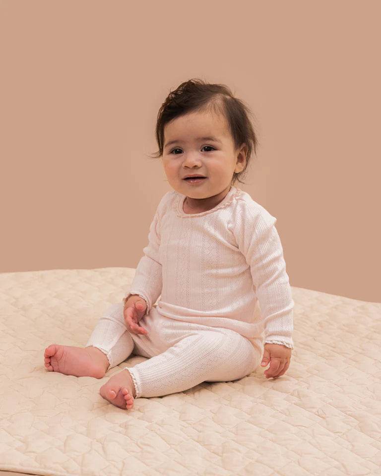 Bebe By Minihaha White Label Pink Organic Pointelle Long Sleeve Tee - Outlet Shop For Kids