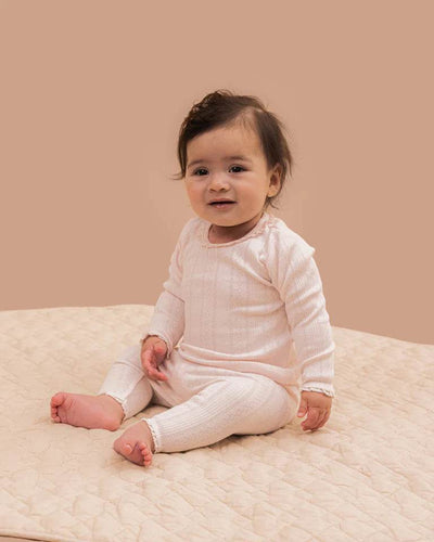Bebe By Minihaha White Label Pink Organic Pointelle Long Sleeve Tee - Outlet Shop For Kids