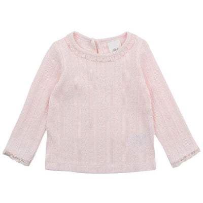 Bebe By Minihaha White Label Pink Organic Pointelle Long Sleeve Tee - Outlet Shop For Kids