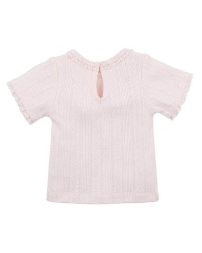 Bebe By Minihaha White Label Pink Organic Pointelle Short Sleeve Tee - Outlet Shop For Kids