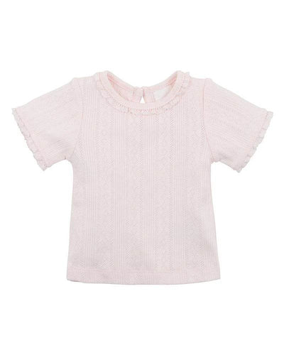 Bebe By Minihaha White Label Pink Organic Pointelle Short Sleeve Tee - Outlet Shop For Kids
