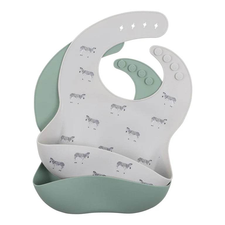Bebe By Minihaha Zebra Print 2 Pack Silicone Bibs - Outlet Shop For Kids