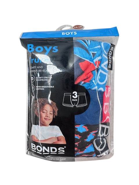 Bonds Boys 3 Pack Trunk - Leaves Print/Blue/Print - Outlet Shop For Kids