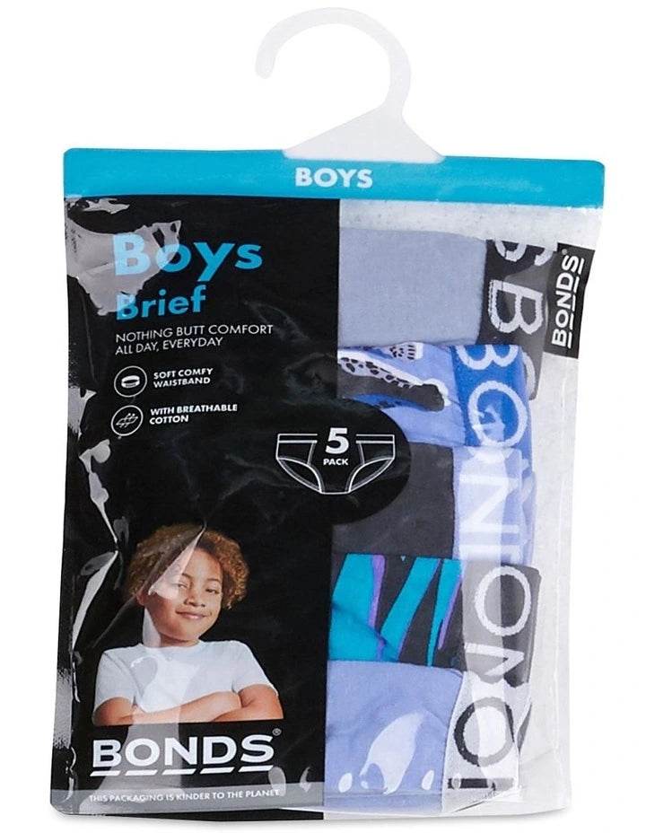Bonds Boys Brief 5 Pack - Leo Leopard - Outlet Shop For Kids