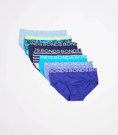 Bonds Boys Brief 7 Pack - Blue Pack - Outlet Shop For Kids