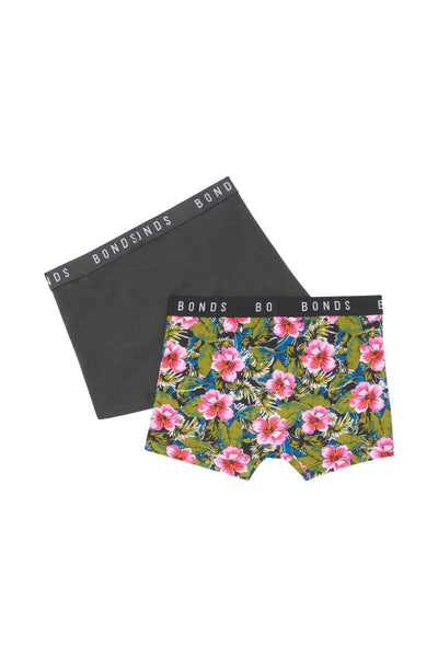 Bonds Boys Hipster Trunk 2 Pack - Charcoal & Green - Outlet Shop For Kids