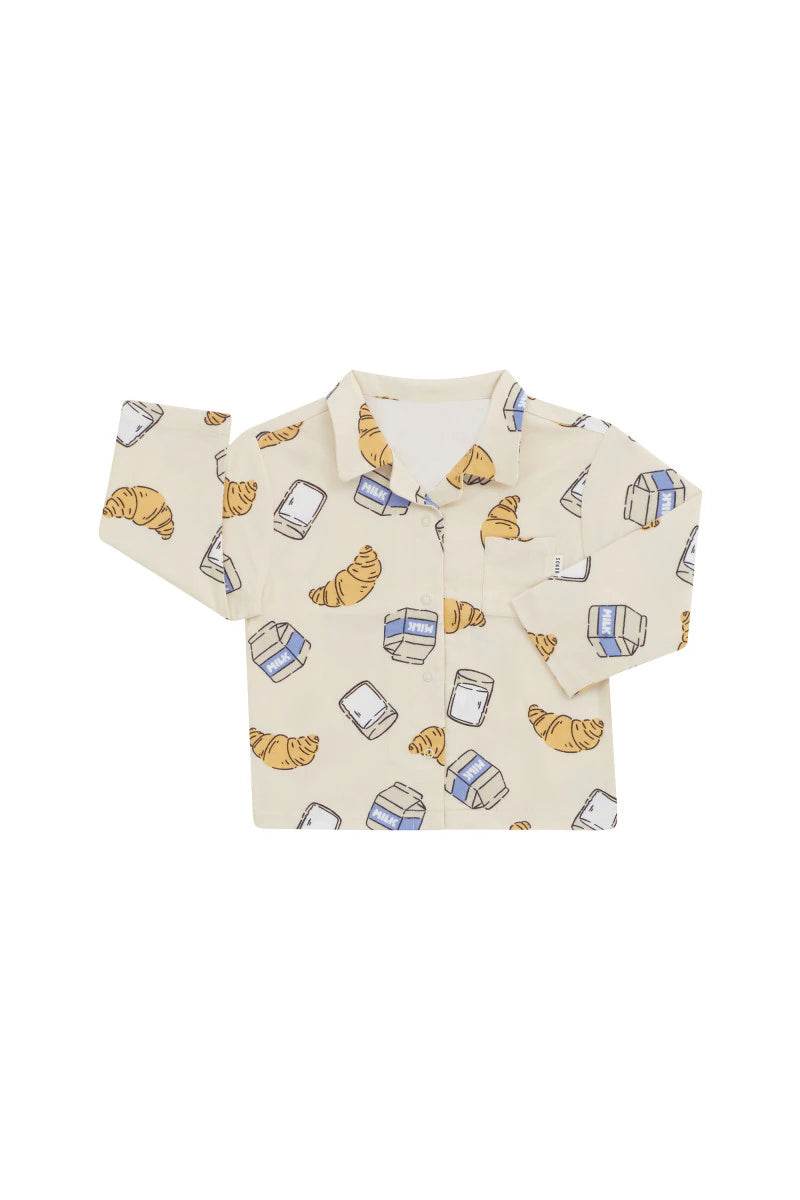 Bonds Flannelette Long Sleeve Top - Creamy Croissant - Outlet Shop For Kids