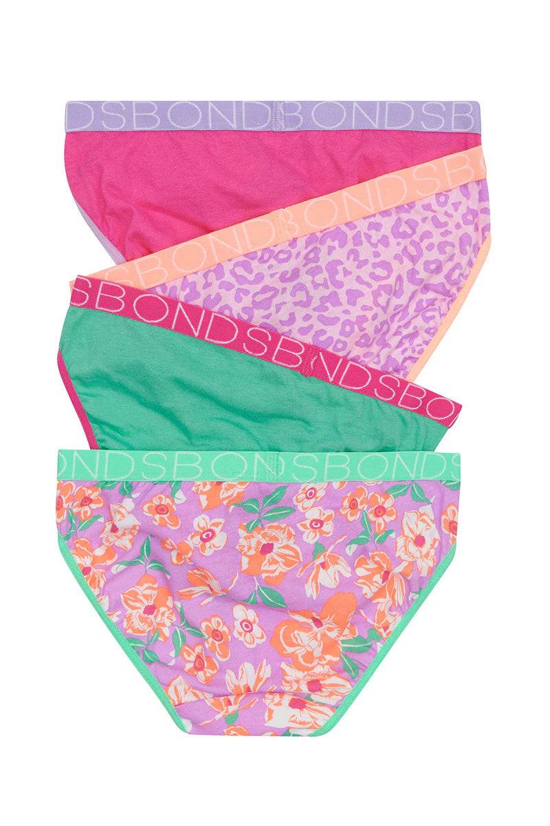 Bonds Girls Bikini 4 Pack - Lilac Glaze - Outlet Shop For Kids
