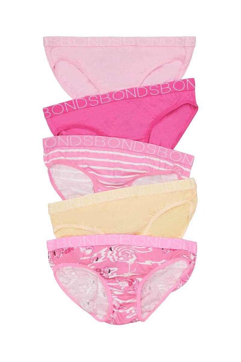 Bonds Girls Bikini 5 Pack - Felicity Flamingo - Outlet Shop For Kids