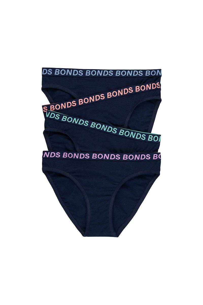 Bonds Girls Bikini Sport 4 Pack - Navy - Outlet Shop For Kids