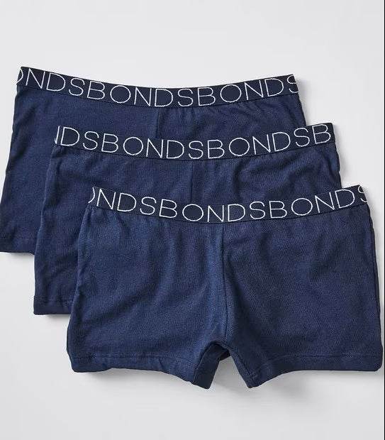 Bonds Girl's Plain Shortie 3 Pack - Navy - Outlet Shop For Kids